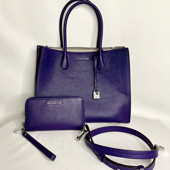 Michael Kors Mercer Studio Lg Conv Tote & Large Wallet/Phone Case Wristlet - Picture 1 of 14